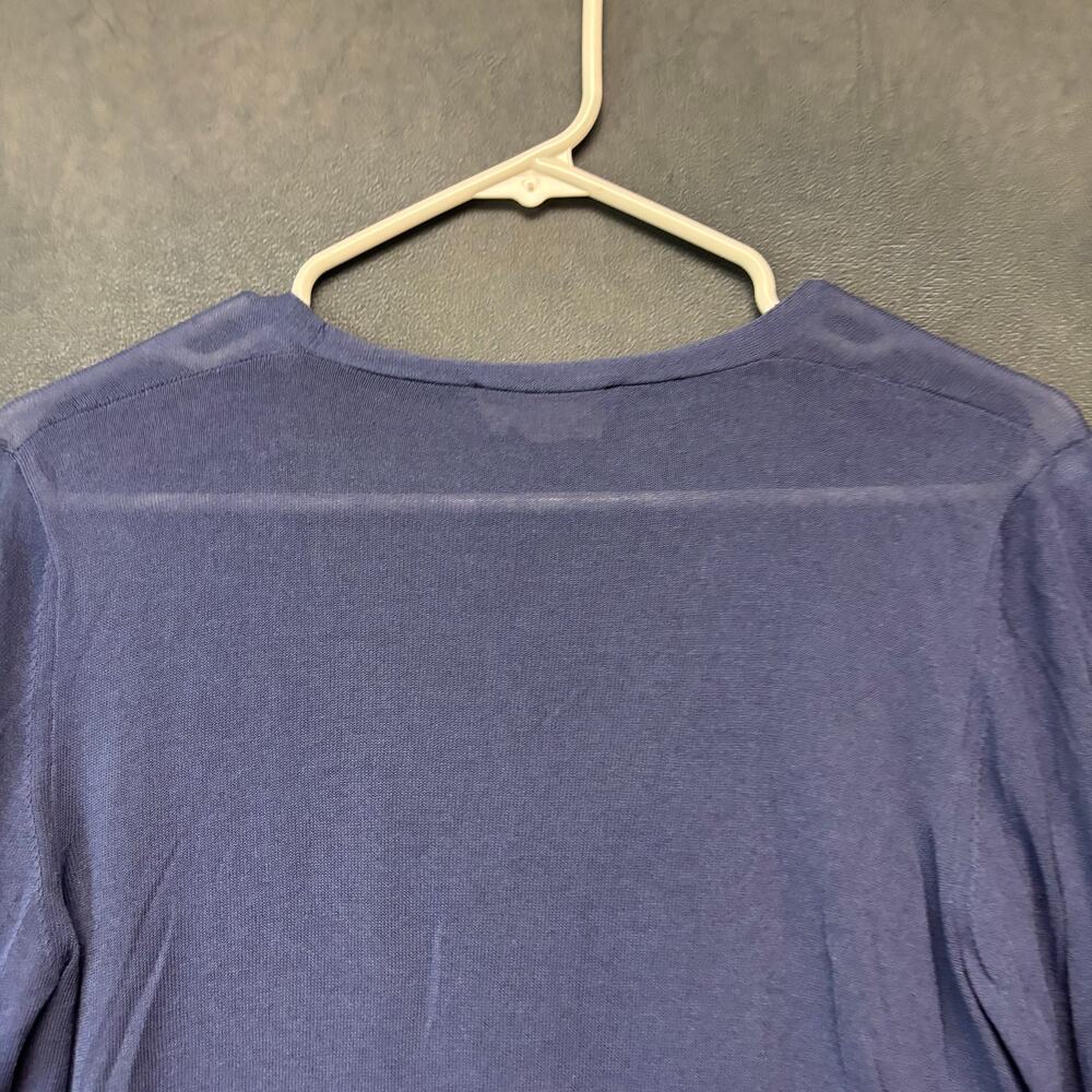 Niu Made in Italy Colorblock Cardigan Blue Tan V-Neck Medium Button Down Preppy - Picture 11 of 12